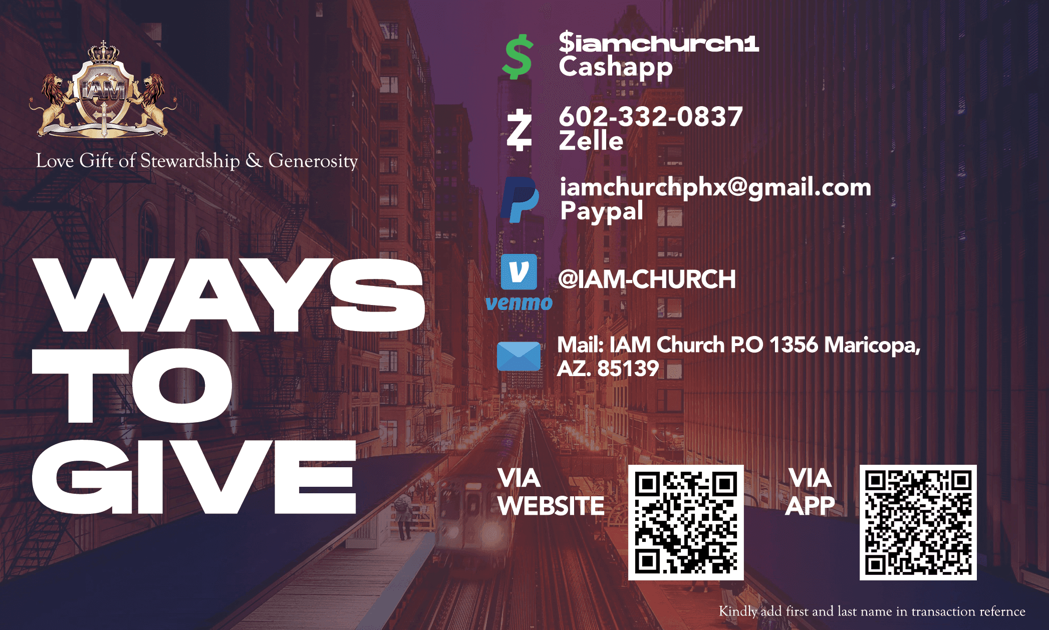 Ways to give at IAM Church